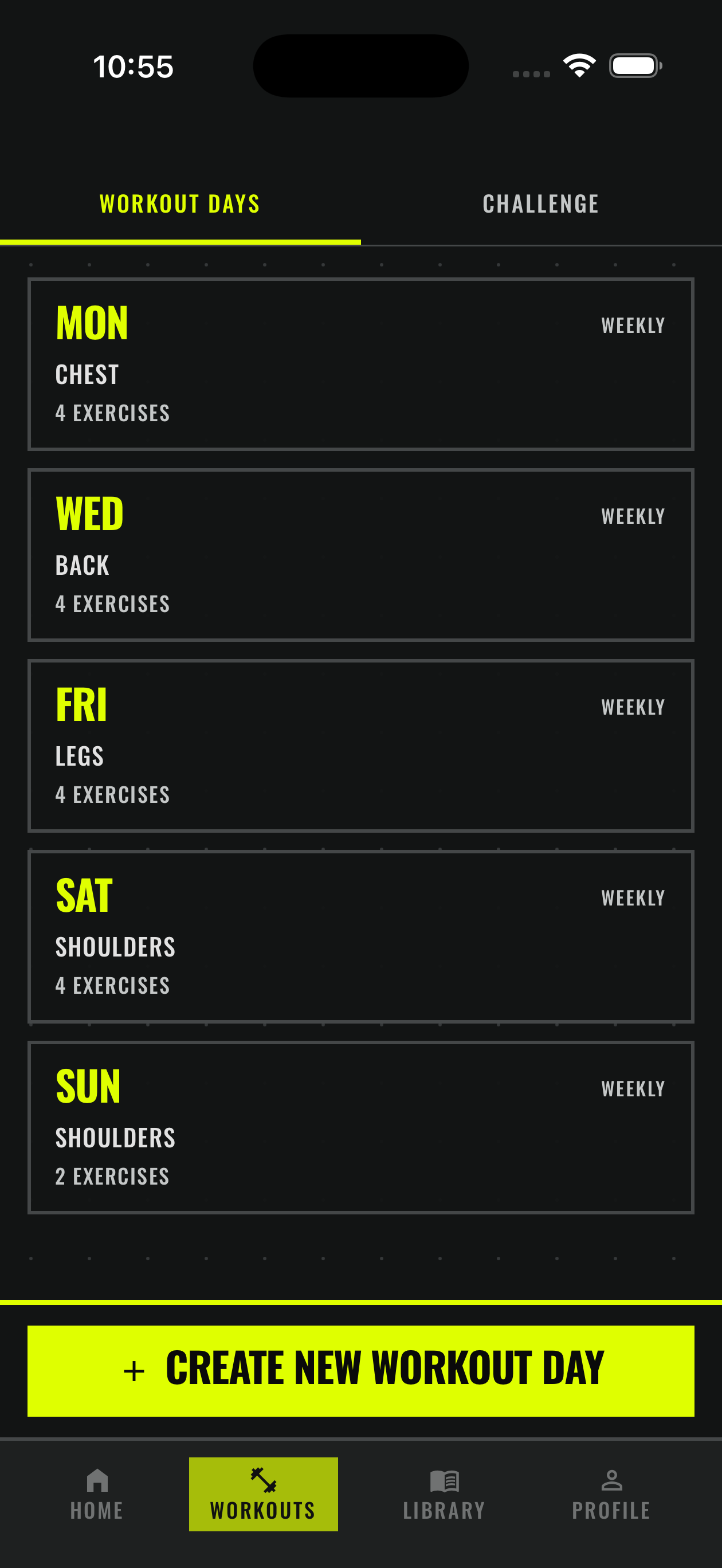 Workout Builder interface
